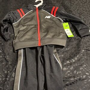 New Balance Youth Black and Red Tracksuit